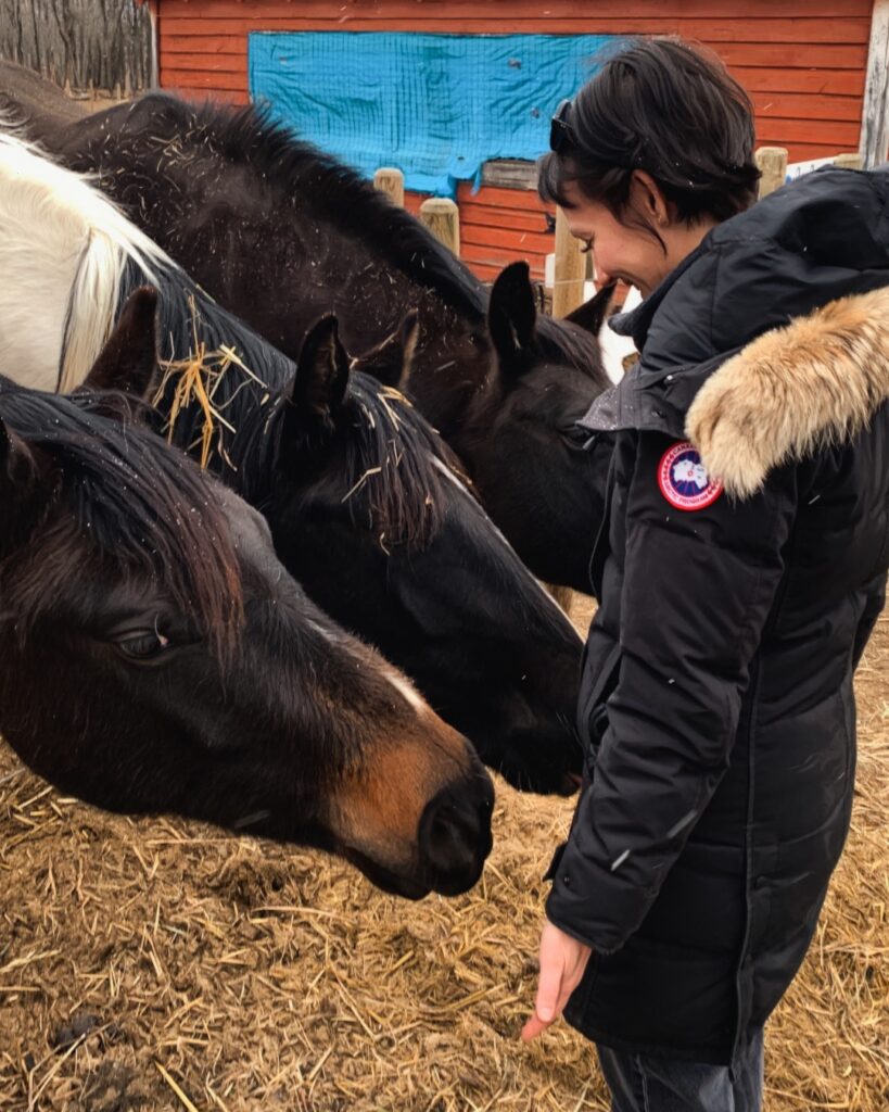 ScootyDub Sarah bonding with the horses