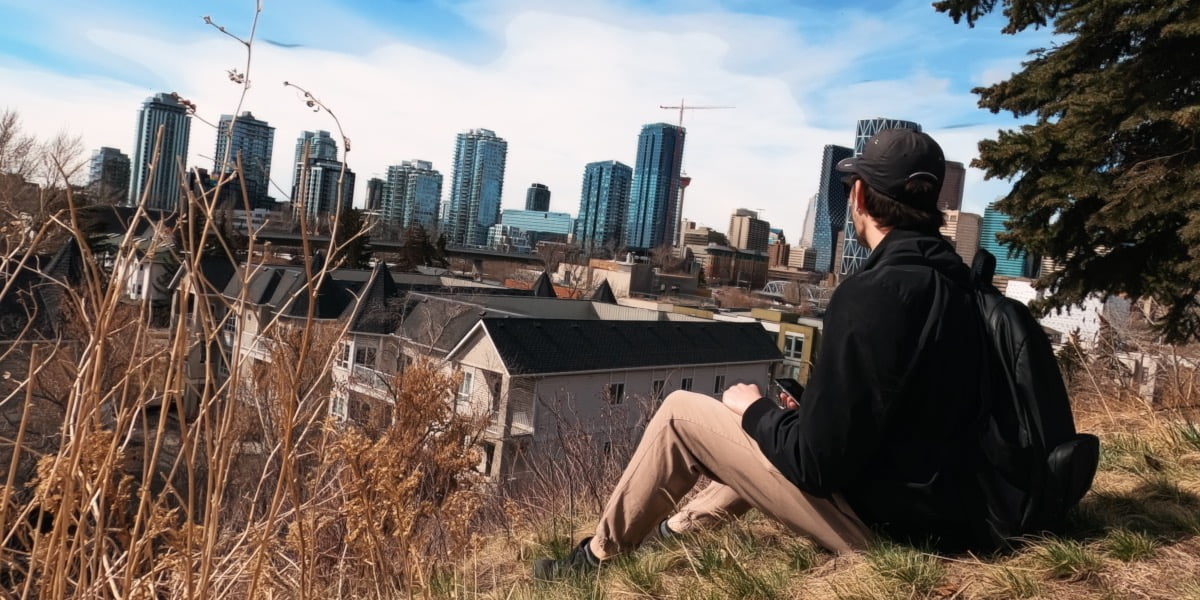 Scootydub looking out over the Calgary skyline