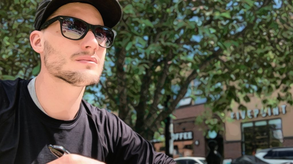 Scootydub journaling in Bridgeland Urban Park Calgary, Alberta