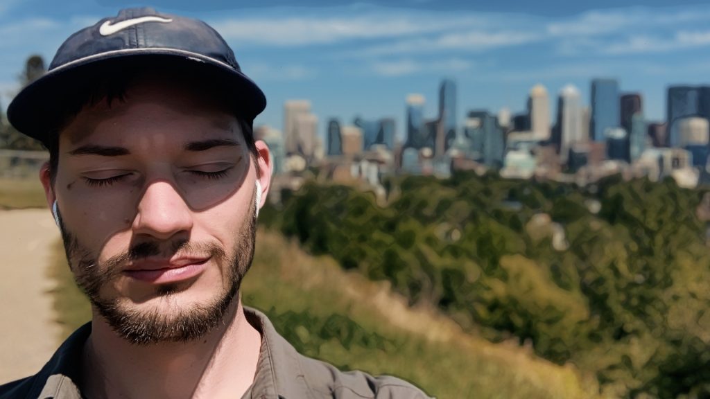 ScootyDub closed eyes over downtown Calgary 